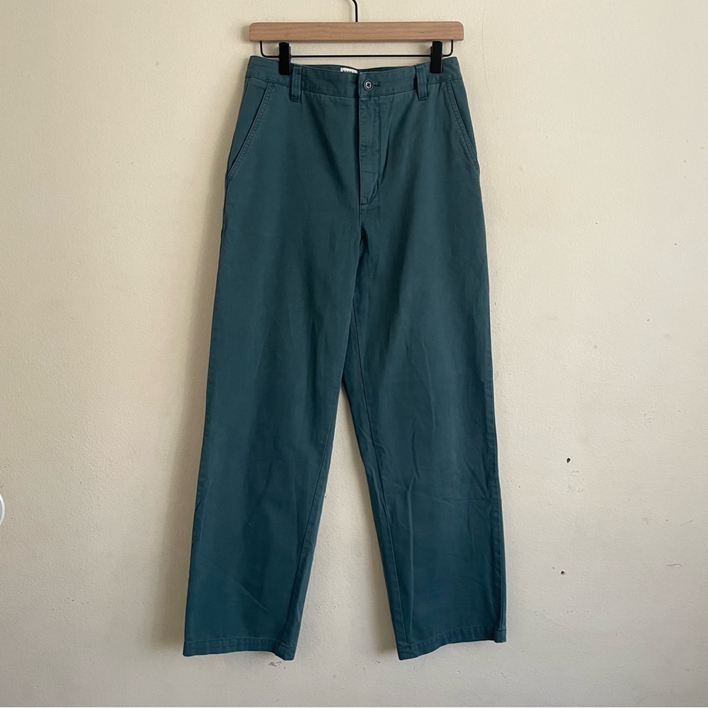Aritzia Sunday Best Jaden Pants Cropped Chino 100% Organic Cotton Teal Size 8